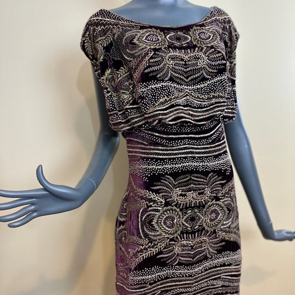 NAEEM KHAN Pre Fall 2010 Beaded Velvet Cocktail Dress - Picture 9 of 13